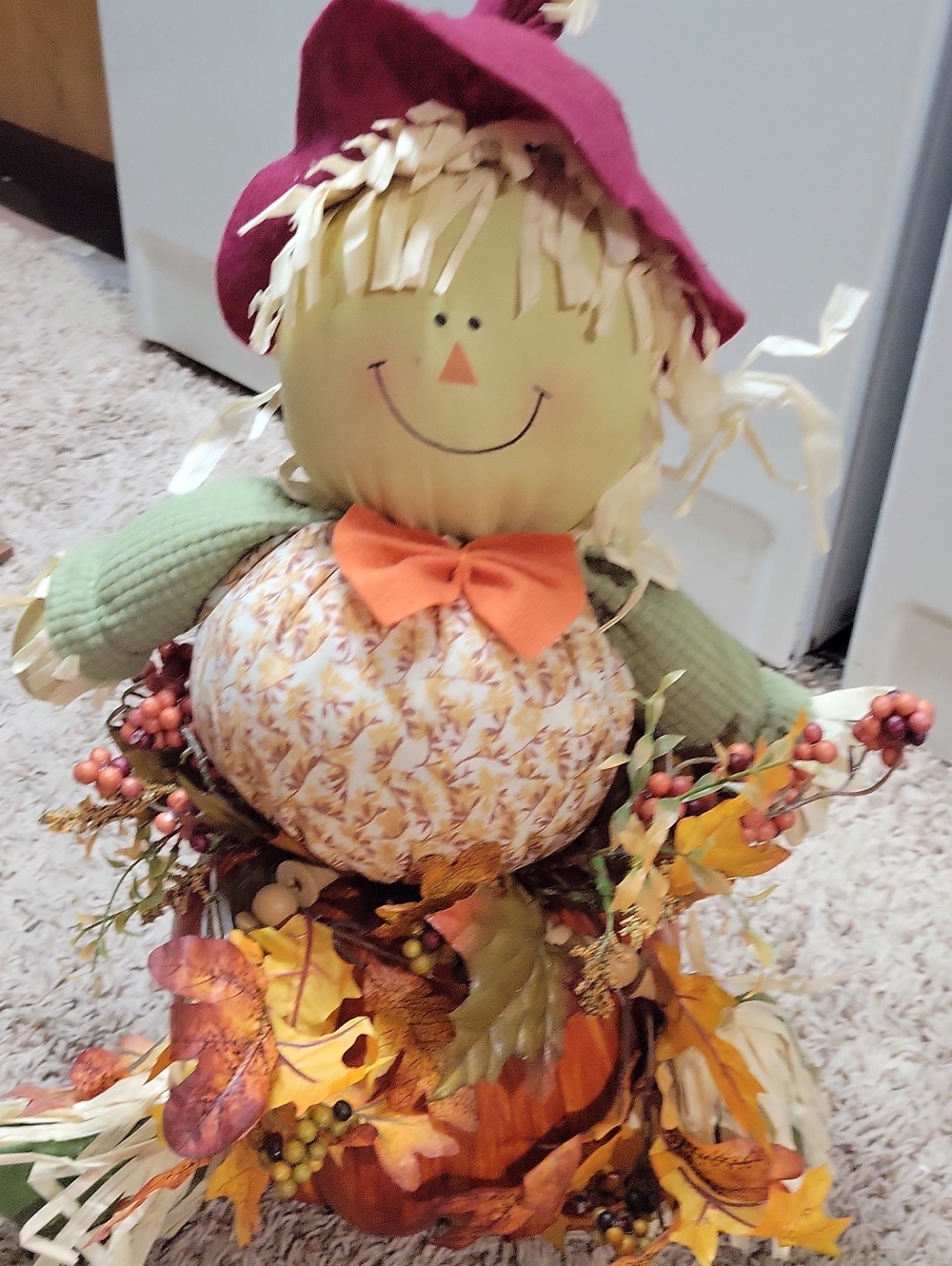 Autumn Scarecrow Tabletop Decor - Orange, Green, Burgundy